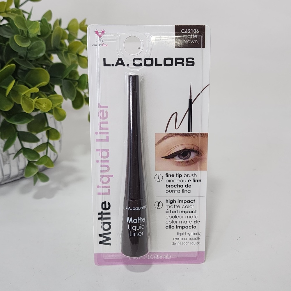 L.A. COLORS Liquid Eyeliner Matte Brown C62106 ~ Fine Tip Brush ~ New - Picture 2 of 8